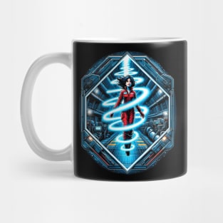 Space Traveler Enveloped by Blue Light - Sci-fi Mug